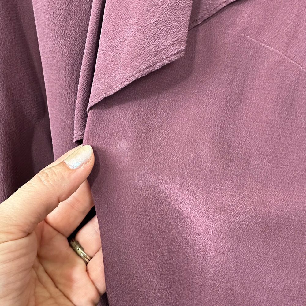 See by Chloe Silk Ruffle Blouse Size 2 Burgundy Asymmetric Romantic‎ Artsy FLAWS - Picture 5 of 16